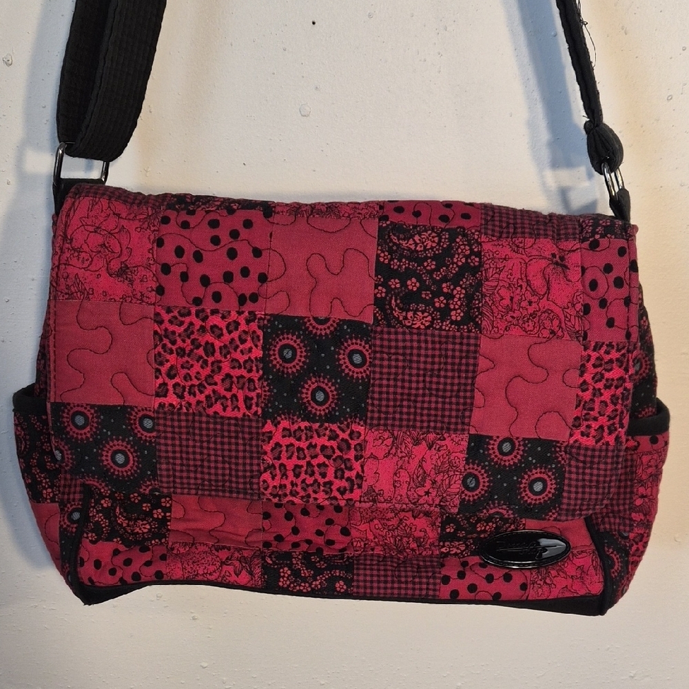Patchwork Red And Black Shoulder Bag - image 3